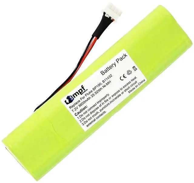 Alt view image 2 of 7 - 3600mAh BP190, BP-190, B11432 Battery Replacement for Fluke ScopeMeter 192, 192B, 196, 196B, 196C, 199, 199B, 199C, Analyzer 433, 434, 435