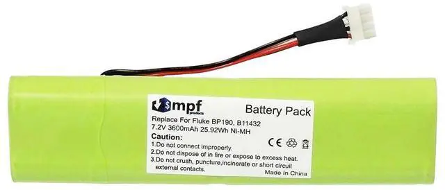 Main image of 3600mAh BP190, BP-190, B11432 Battery Replacement for Fluke ScopeMeter 192, 192B, 196, 196B, 196C, 199, 199B, 199C, Analyzer 433, 434, 435