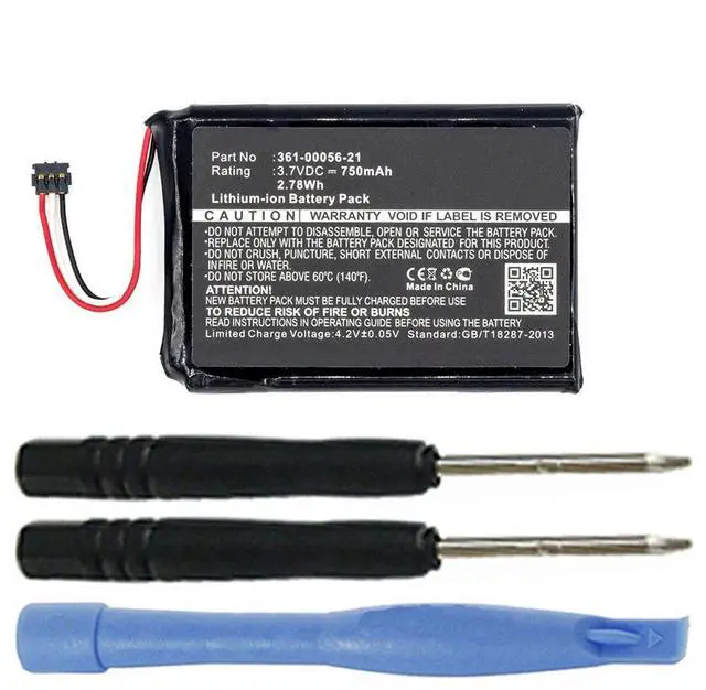 Main image of 750mAh 361-00056-21 Battery Replacement Compatible with Garmin DriveAssist 50 LMTD, DriveAssist 51 LMTS, Driveluxe 50 LMTHD GPS Navigation Unit with Installation Tools.