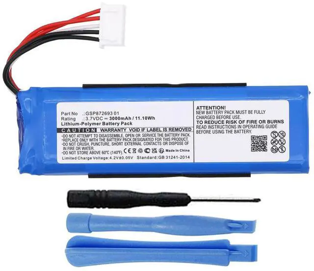 Main image of 3000mAh GSP872693 01 Battery Replacement Compatible with JBL Flip 4 and Flip 4 Special Edition Waterproof Portable Bluetooth Stereo Speaker