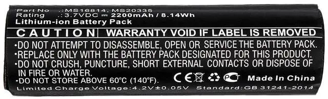 Alt view image 2 of 3 - 2200mAh MS20335, MS16814 Battery Replacement Compatible with Drager Infinity M300 Patient Worn Telemetry Monitor