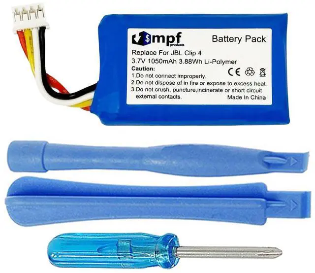 Main image of 1050mAh GSP903052 Battery Replacement Compatible with JBL Clip 4 Portable Bluetooth Wireless Speaker with Installation Tools.