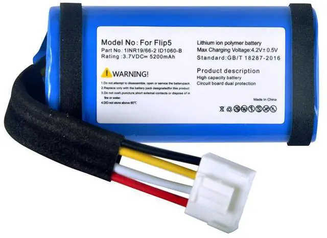 Alt view image 2 of 6 - SUN-INTE-152, 1INR19/66-2, ID1060-B Battery Replacement Compatible with JBL Flip 5 Waterproof Portable Bluetooth Speaker