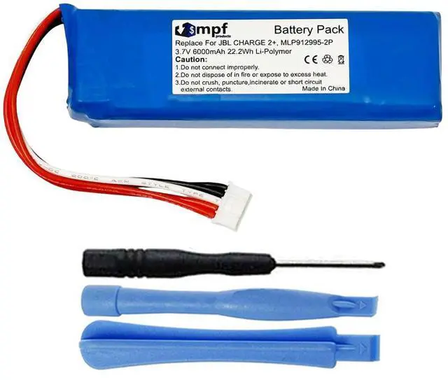 Main image of 6000mAh MLP912995-2P Battery Replacement Compatible with JBL Charge 2+, Charge 2 Plus Portable Bluetooth Speaker with Installation Tools