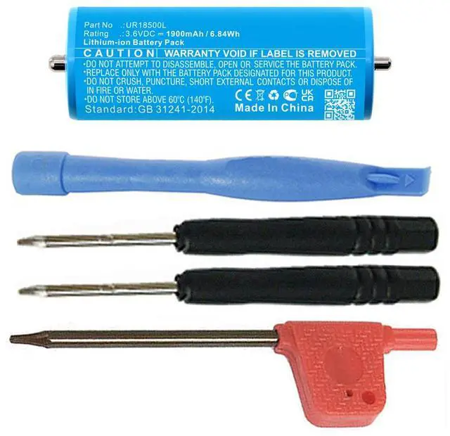 Main image of 1900mAh UR18500Y, UR18500L, 81377206 Battery Replacement Compatible with Select Braun Series 5, Series 7, Series 8, Series 9 and Pulsonic Electric Shavers