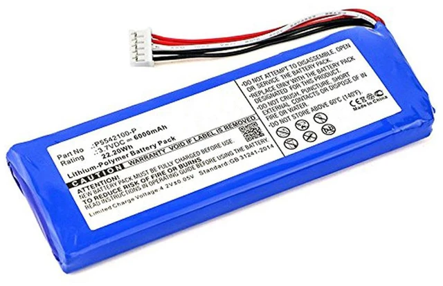 Alt view image 3 of 5 - 6000mAh P5542100-P, 5542110P Battery Replacement Compatible with JBL Pulse 2, JBL Pulse 3 Waterproof Bluetooth Speaker with Installation Tools.
