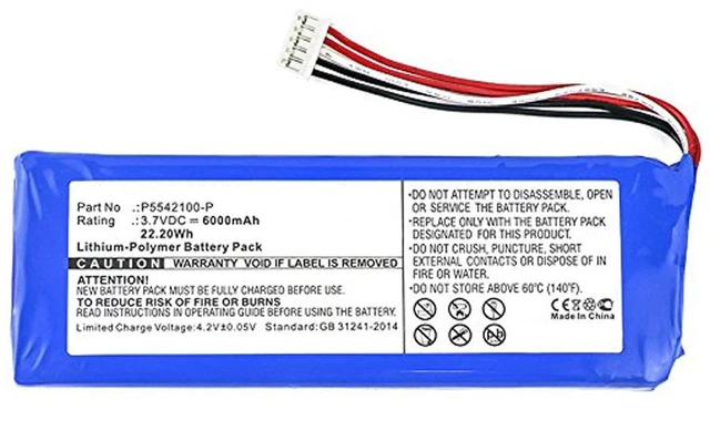 Alt view image 2 of 5 - 6000mAh P5542100-P, 5542110P Battery Replacement Compatible with JBL Pulse 2, JBL Pulse 3 Waterproof Bluetooth Speaker with Installation Tools.