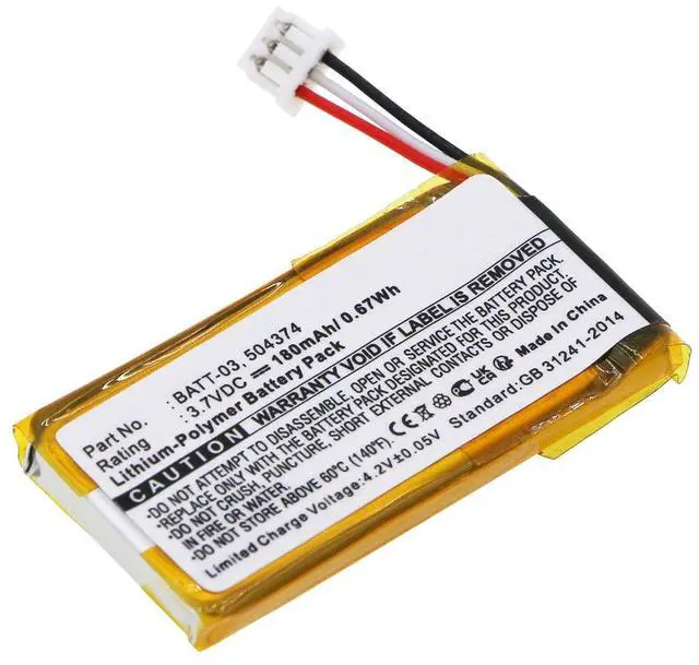 Alt view image 2 of 5 - 180mAh 504374, AHB401835T, BATT-03 Battery Replacement for Sennheiser DW Office, DW Office ML, DW Pro1, DW Pro2, MB Pro 1, MB Pro 2, OfficeRunner, SD Office, SD Office ML, SD Pro1, SD Pro2 Headsets