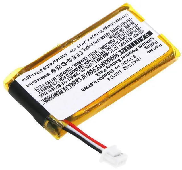 Alt view image 3 of 5 - 180mAh 504374, AHB401835T, BATT-03 Battery Replacement for Sennheiser DW Office, DW Office ML, DW Pro1, DW Pro2, MB Pro 1, MB Pro 2, OfficeRunner, SD Office, SD Office ML, SD Pro1, SD Pro2 Headsets