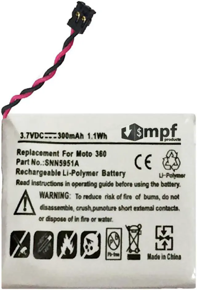 Alt view image 3 of 3 - 300mAh SNN5951A, WX30 Battery Replacement for Motorola Moto 360 (2014 1st Generation) Smartwatch