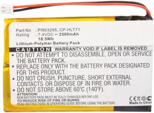Main image of 2500mAh HLT71BAT, PL903295, CP-HLT71 Battery Replacement for Haier HERLT71, HLT71, 805-01-NL Digital Prism ATSC-710, A1710130, TVS3970A Portable LCD TV