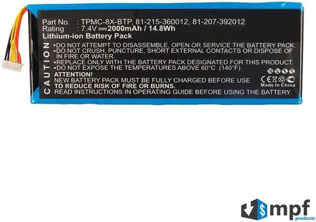 Main image of 2000mAh TPMC-8X-BTP Battery Replacement Compatible with Crestron TPMC-8X, TPMC-8X-GA Isys 8.4” Touchpanel Remote Control