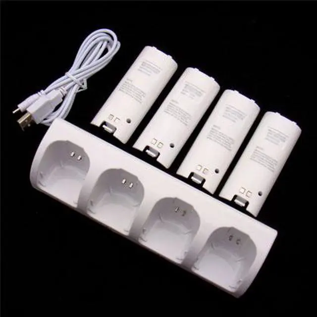 Alt view image 3 of 7 - Charger Dock Station + 4 Battery Packs for Nintendo Wii Remote Controller