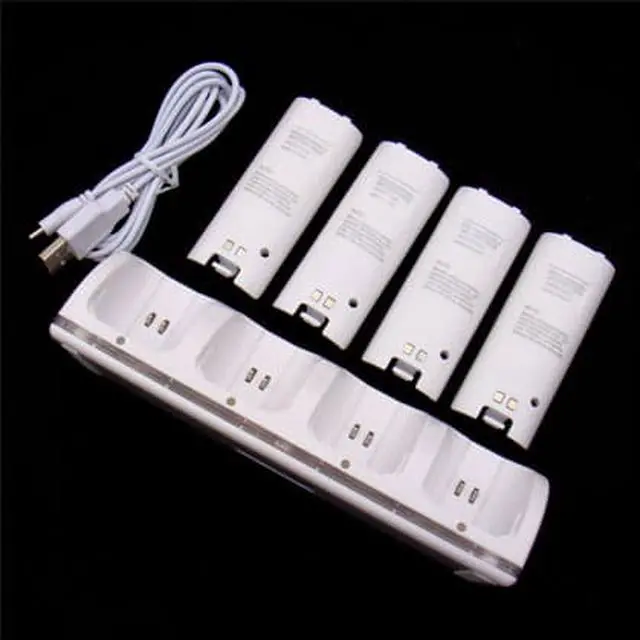 Alt view image 5 of 7 - Charger Dock Station + 4 Battery Packs for Nintendo Wii Remote Controller