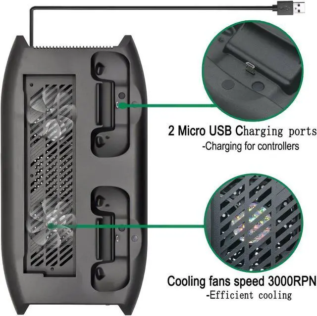 Alt view image 7 of 7 - OSTENT USB Charger Charging Dock Power Station Cooling Fan Cooler Vertical Stand Disk Storage for Xbox One X Console