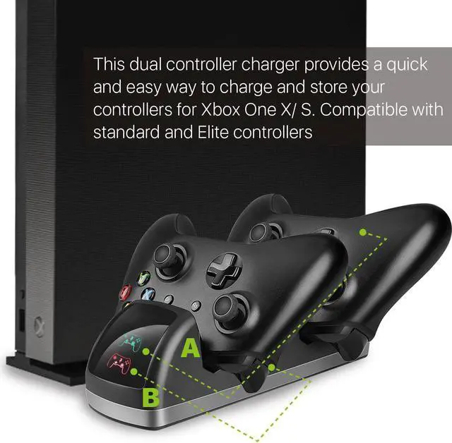 Alt view image 3 of 3 - OSTENT Dual Dock Charger Charging Station + 2 Rechargeable Battery for Xbox One/S/X Controller