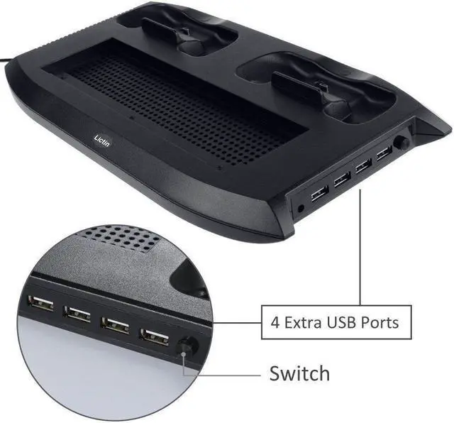 Alt view image 6 of 7 - OSTENT USB Charger Charging Dock Power Station Cooling Fan Cooler Vertical Stand Disk Storage for Xbox One X Console