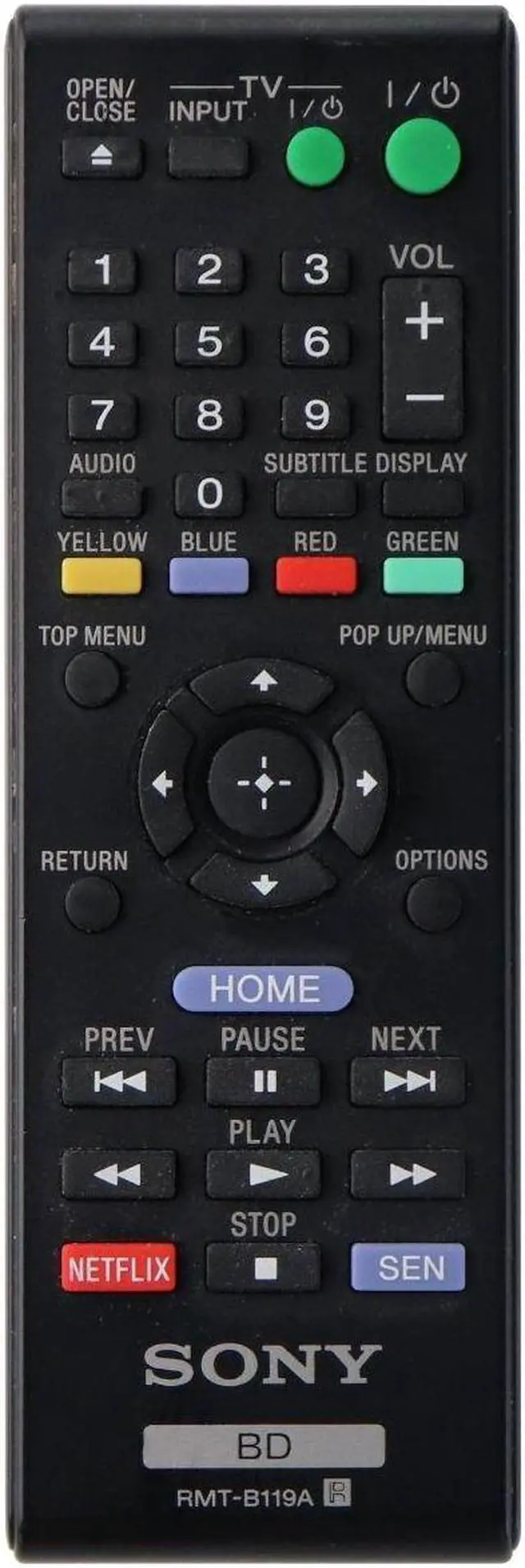 Alt view image 3 of 3 - Sony BD Blu-ray Disc player Remote Control RMT-B119A