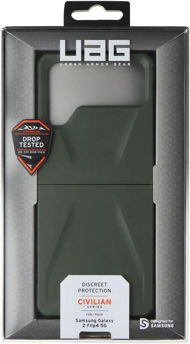 Alt view image 8 of 8 - UAG Designed for Samsung Galaxy Z Flip 4 Case 2022 Green Olive Civilian Sleek Ultra-Thin Shock-Absorbent Protective Cover by URBAN ARMOR GEAR