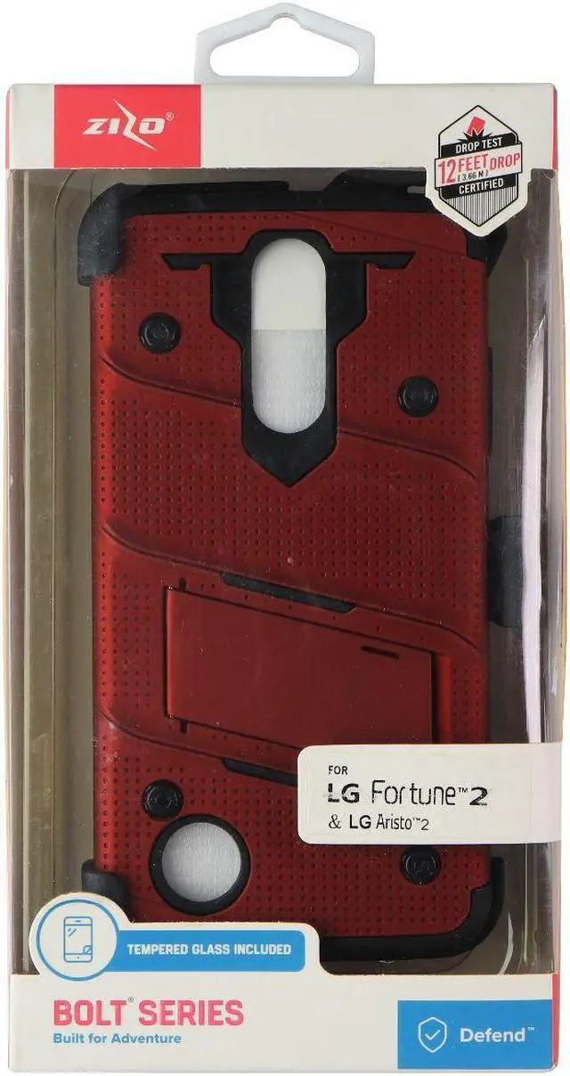Main image of Zizo Bolt Series Case and Holster for LG Fortune 2 / Aristo 2 - Red