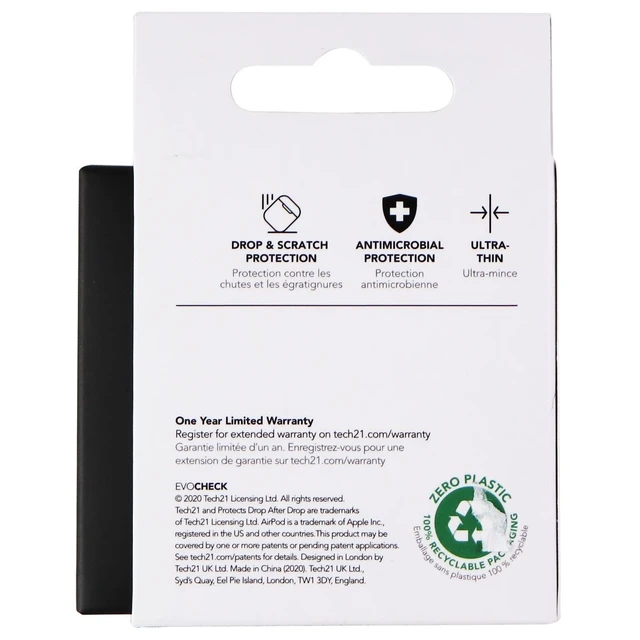 Alt view image 3 of 5 - Tech21 Evo Check Series Case for Apple AirPods (1st & 2nd Gen) Cases - Black