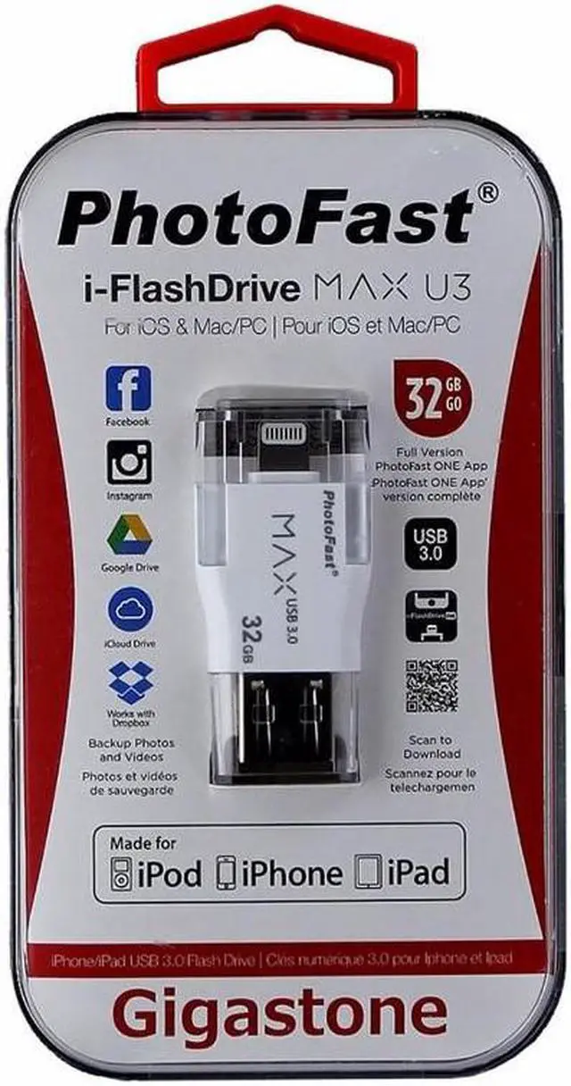 Main image of PhotoFast Gigastone USB 3.0 i-FlashDrive MAX U3 for iOS - White 32GB