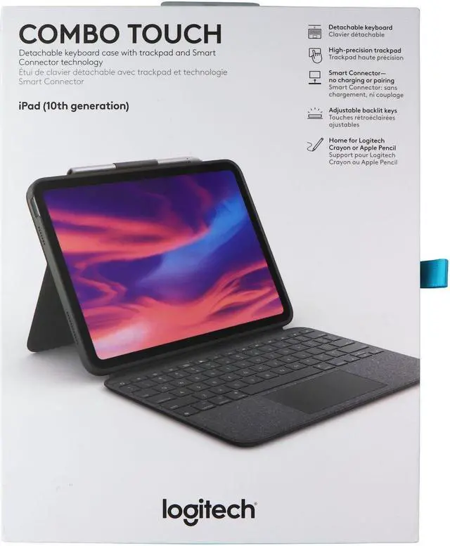 Alt view image 16 of 20 - Logitech Combo Touch Detachable 10th Gen iPad Keyboard Case Oxford Gray