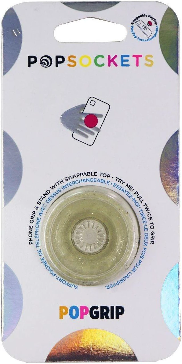 Main image of PopSockets PopGrip with Swappable Top for Phones - Clear Glitter Silver