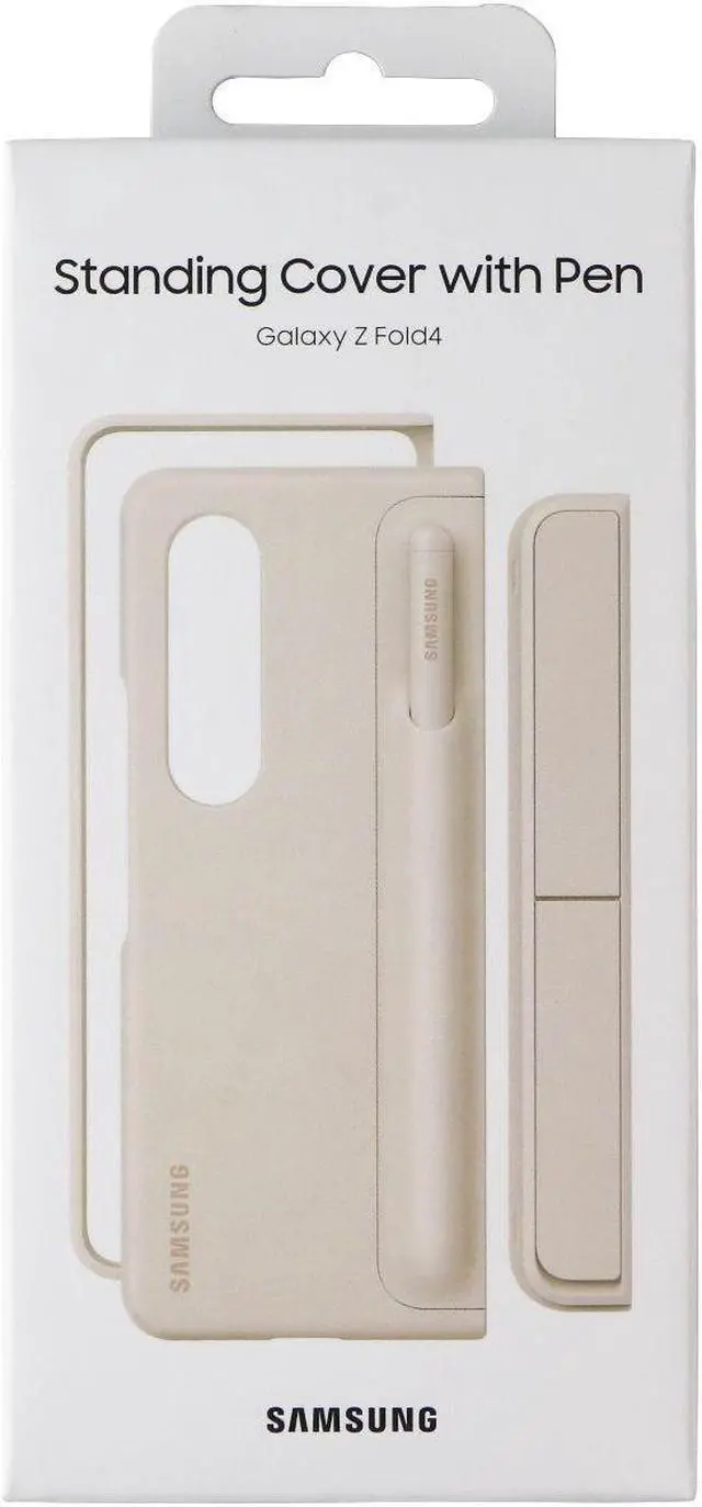 Alt view image 5 of 5 - SAMSUNG Galaxy Z Fold4 Standing Cover with S Pen and S Pen Holder, Protective Phone Case with Kickstand for Hands Free Viewing, US Version, Sand