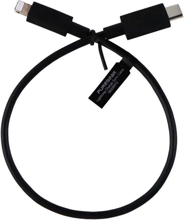 Main image of PureGear Short (9-inch) USB-C to Lightning 8-Pin Charge/Sync Cable - Black