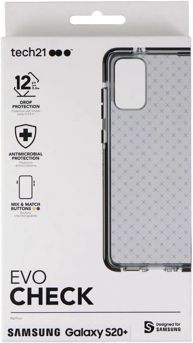 Alt view image 9 of 9 - tech21 Evo Check for Samsung Galaxy S20+ (Plus) 5G Phone Case - Hygienically Clean Germ Fighting Antimicrobial Properties with 12ft Drop Protection, Black -T21-7678