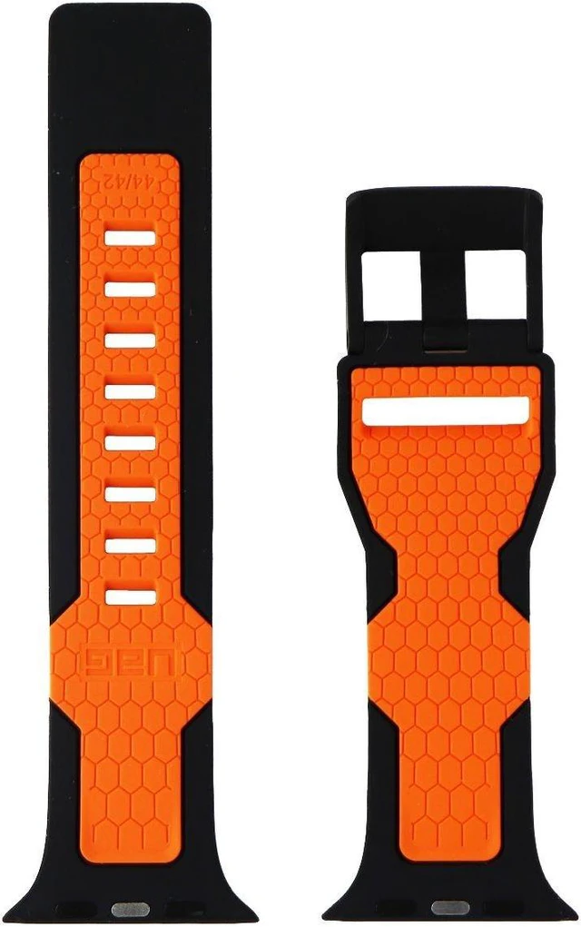 Main image of UAG Civilian Series Silicone Band for Apple Watch 42/44/45mm - Black/Orange