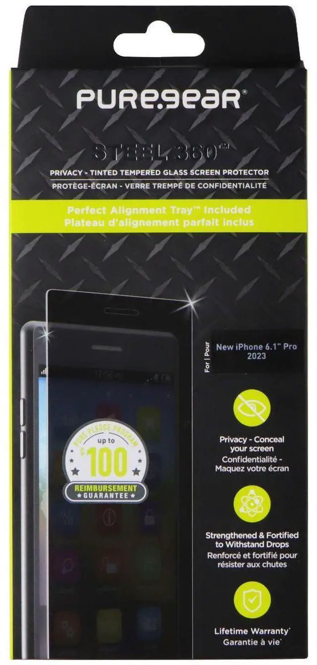 Main image of PureGear Steel 360 Privacy Tinted Tempered Glass for Apple iPhone 15 Pro