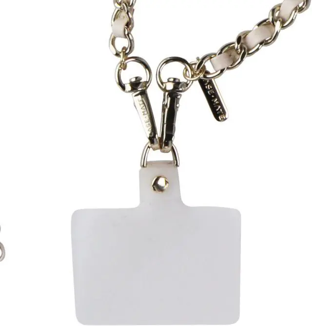 Main image of Case-Mate Phone Crossbody Adjustable Smartphone Leather & Gold Chain - Cream