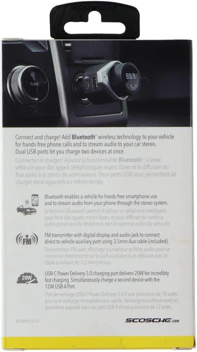 Alt view image 9 of 9 - SCOSCHE BTFMPD3SRSP BTFREQ TM  PRO BLUETOOTH R  FM TRANSMITTER HANDS-FREE CAR KIT
