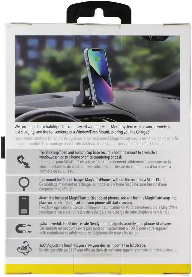 Main image of Scosche MagicMount Pro Charge5 (15W) Wireless Charging Car Mount - Window/Dash