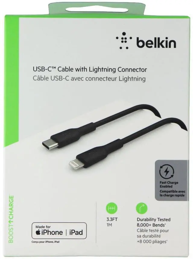 Alt view image 5 of 5 - BELKIN CAA003bt1MBK Black BOOST CHARGE USB-C Cable with Lightning Connector