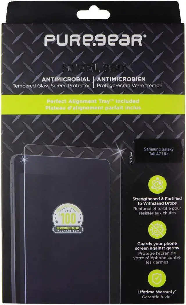 Main image of Pure Gear Steel 360 Tempered Glass with Alignment Tray for Galaxy Tab A7 Lite
