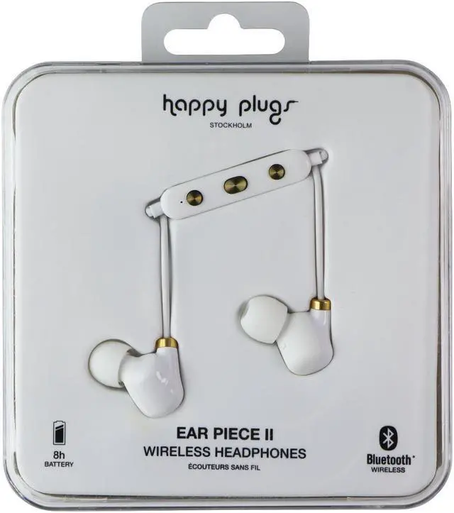 Main image of Happy Plugs Ear Piece II Wireless Bluetooth Headphones - White/Gold