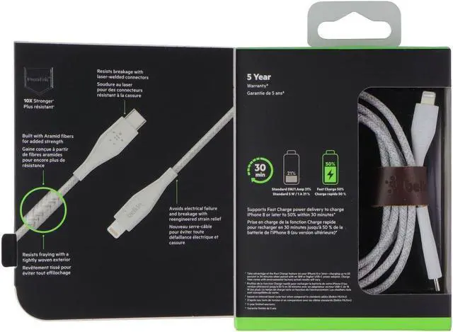 Alt view image 7 of 7 - Belkin DuraTek Plus Lightning/USB Data Transfer Cable F8J243BT04WHT