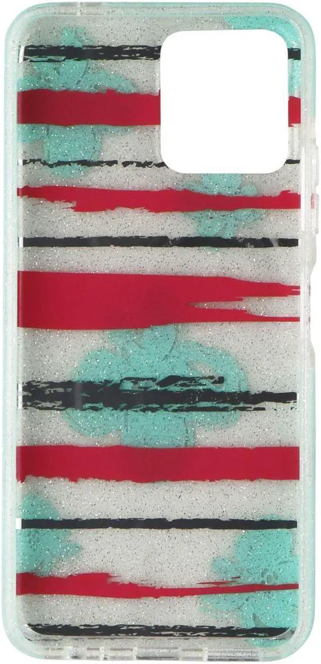 Main image of PureGear Slim Shell Series Hard Case for REVVL 6 5G - Blue Flowers/Glitter