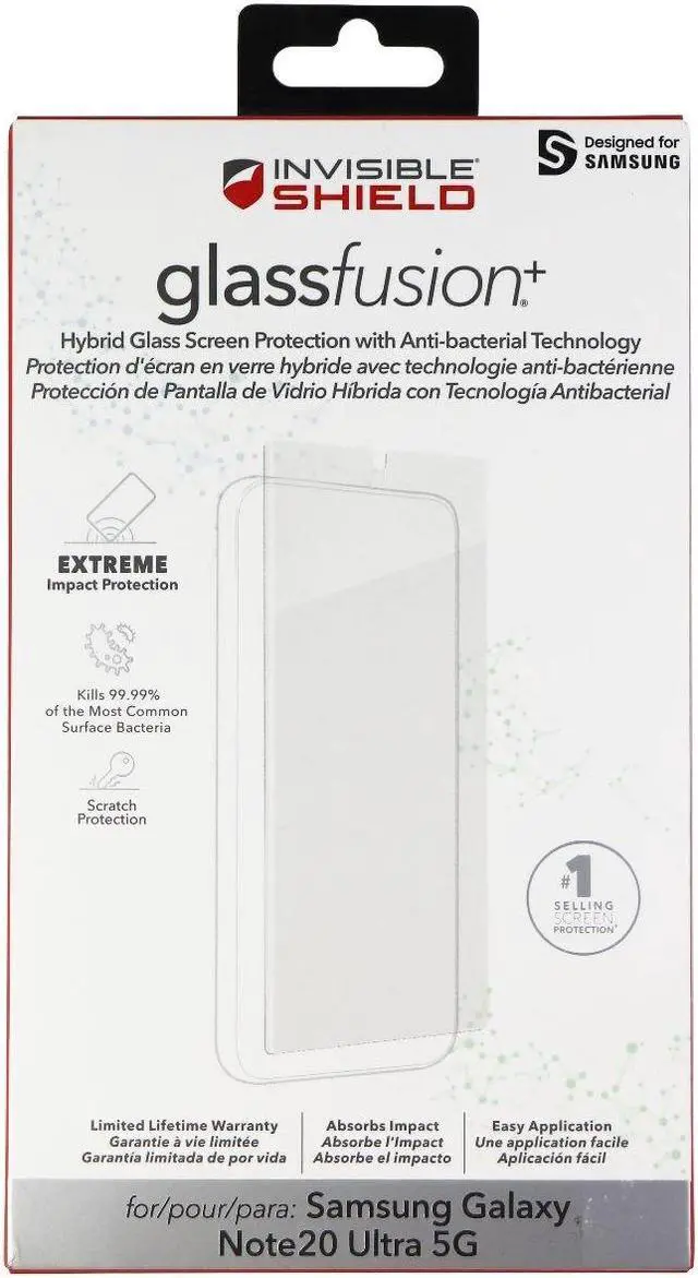 Alt view image 2 of 2 - ZAGG Invisbleshield Glass Fusion Plus - Engineered Hybrid Glass - Screen Protector - Made for Samsung Note 20 Ultra - Clear (200106621)