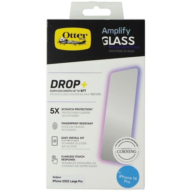 Alt view image 4 of 4 - OtterBox Amplify Glass Screen Protector for Apple iPhone 14 Pro - Clear