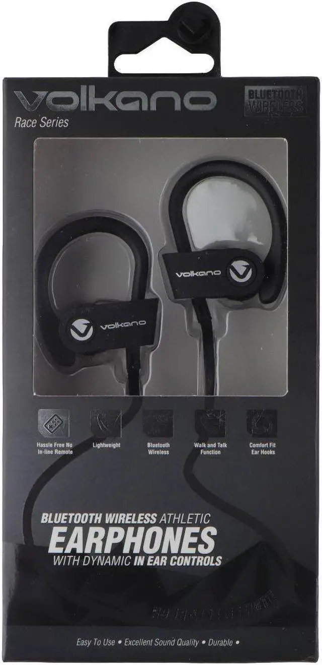 Alt view image 9 of 9 - Volkano Wireless Earbud in-Ear Bluetooth Headphones, Comfortable Sport Stabilizer Earhooks for Home Workout Running with In-Line Control & Built-In Microphone [Black] - Race Series
