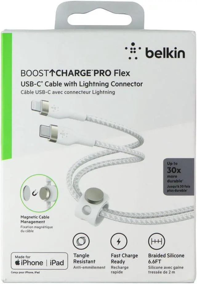 Alt view image 6 of 6 - Belkin USB-C  CAA011BT2MWH Cable with Lightning Connector 2M, WHITE