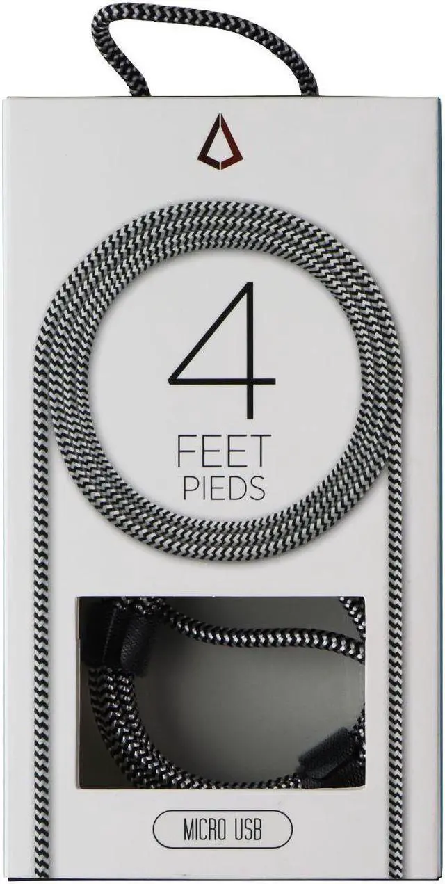 Main image of LBT 4FT Braided USB-A to Micro USB Cable - Black/White