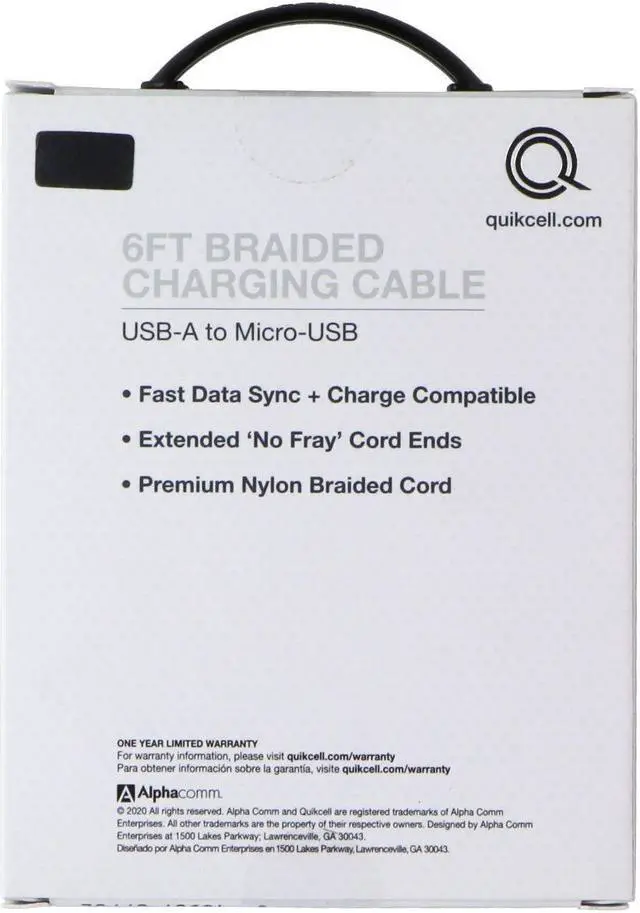 Main image of Quikcell 6ft Braided USB-A to Micro-USB Charging Cable - Black