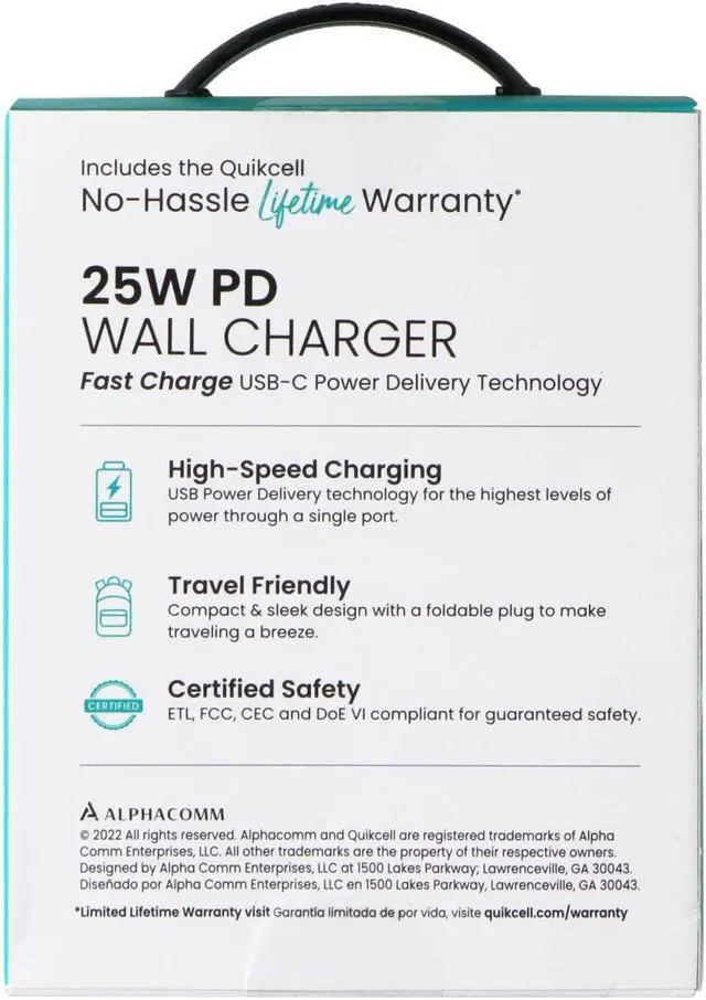 Main image of Quikcell (25W) PD Wall Charger USB-C Single Port Adapter - Black