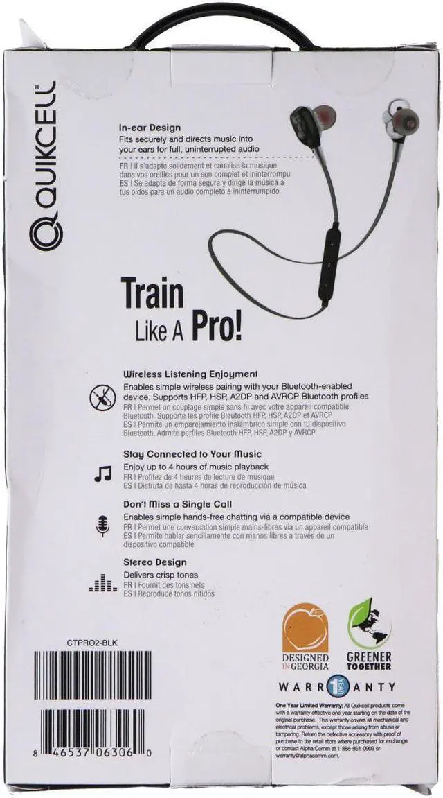 Main image of Quikcell CrossTrainer PRO II Wireless Dual Driver Stereo Headphones - Black