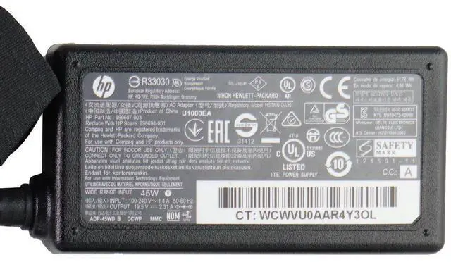 Alt view image 2 of 2 - HP HSTNN-DA35 45 Watt Ac Smart Power Adapter Npfc For Elitebook Folio 9470M Notebook Pc